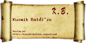 Kuzmik Balázs névjegykártya